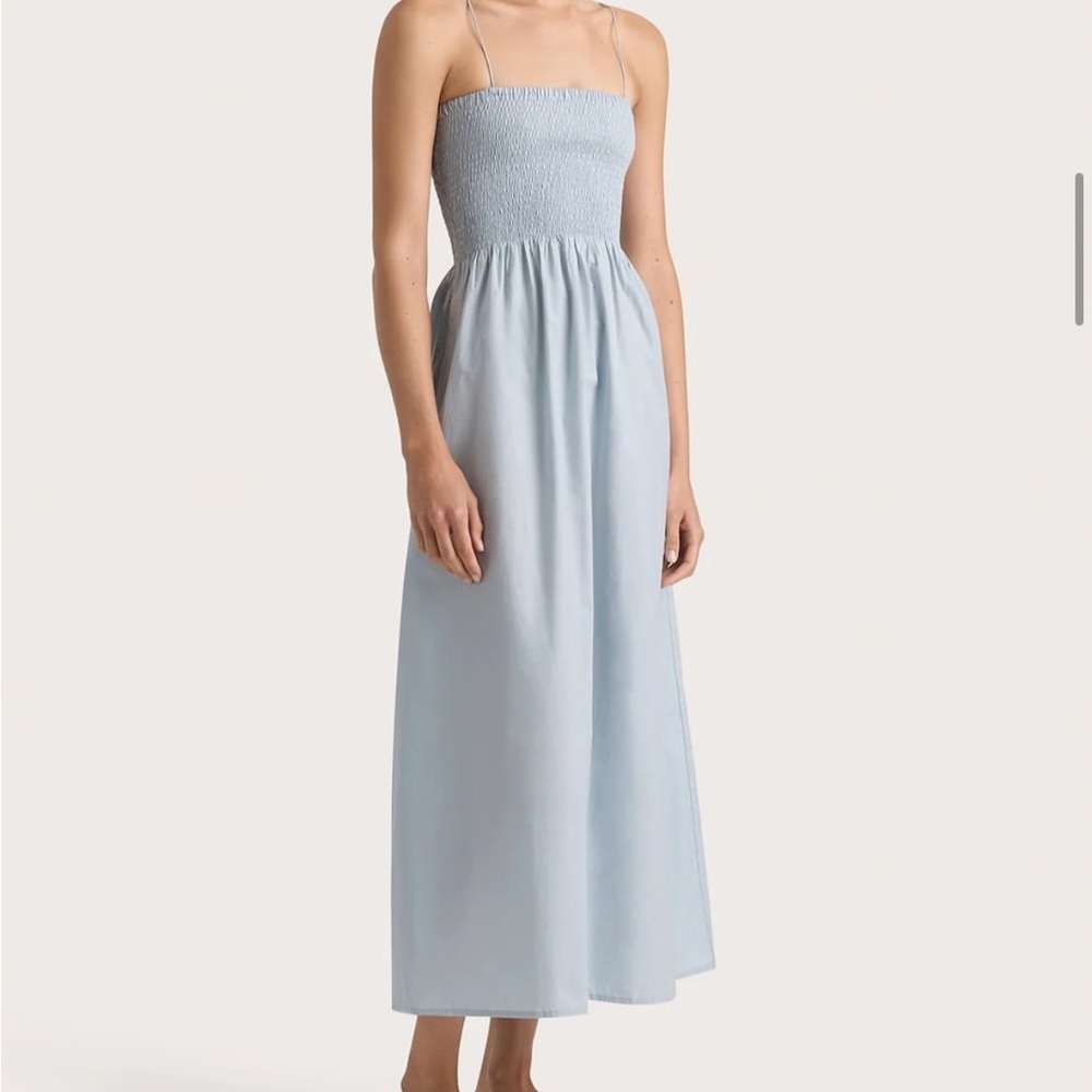 Faithfull the Brand Strapless Light Blue Dress